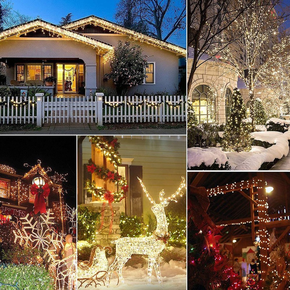 Decute 500LED 164FT Christmas Tree String Lights Green Wire Dimmable with Remote