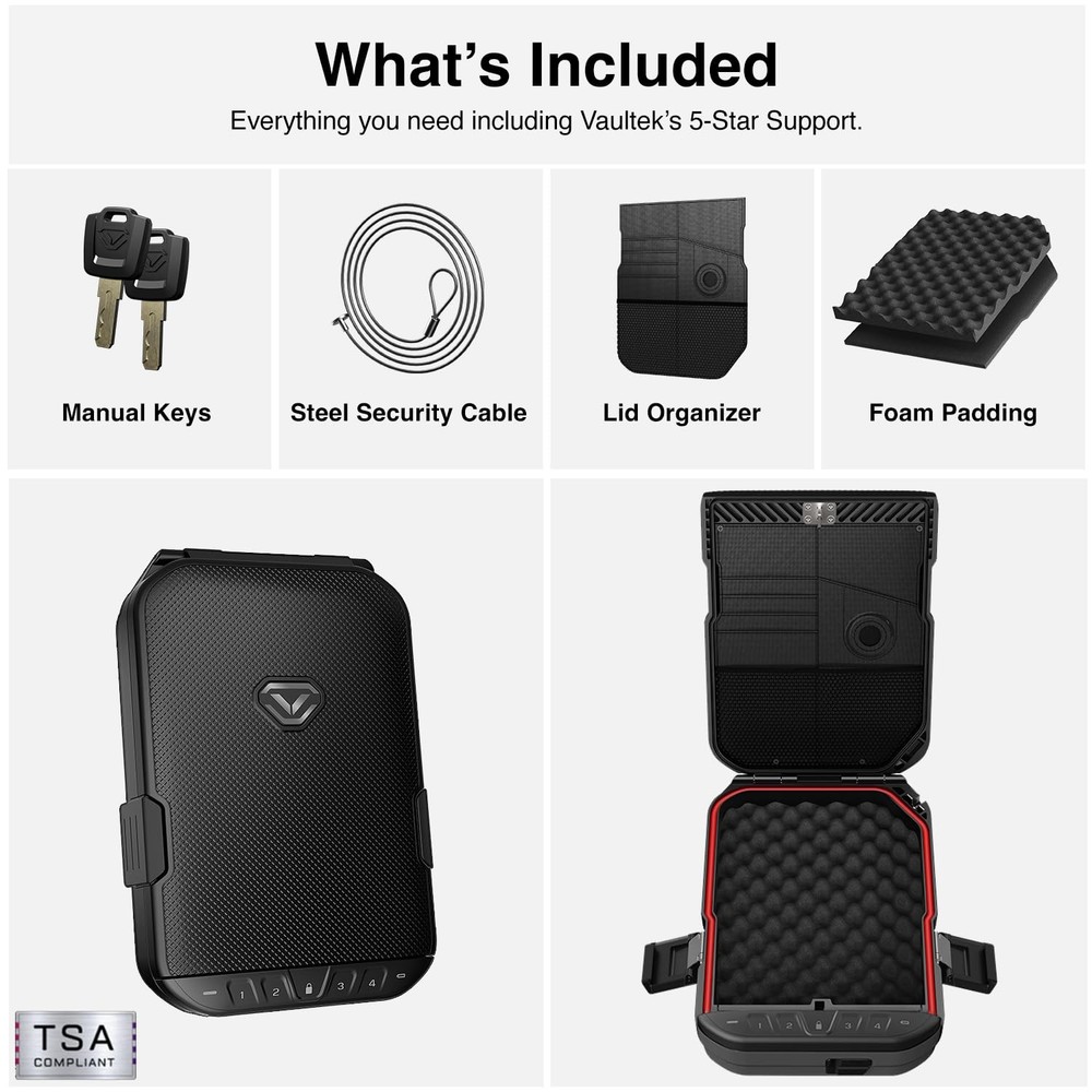 Lightweight Rugged Lockbox - TSA Compliant Touch Activated Safe