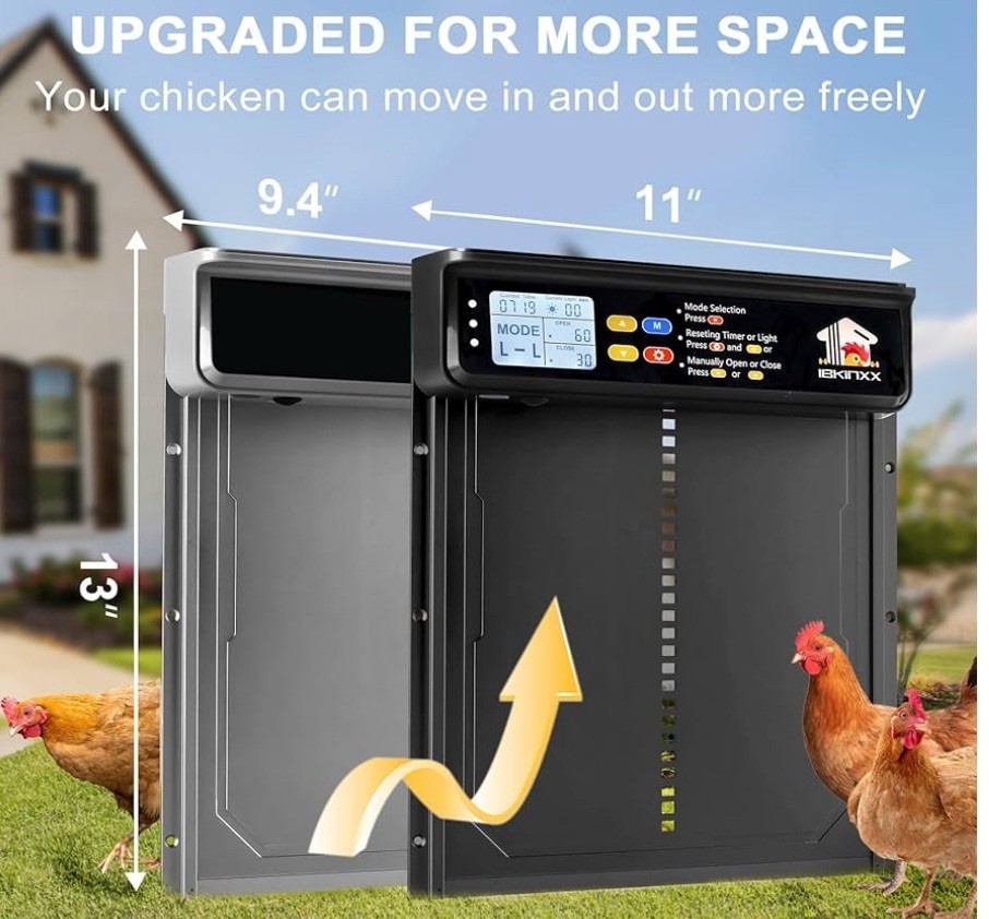 Automatic Chicken Coop Door W/ Light Sensor Solar Panel & Timer Open Box