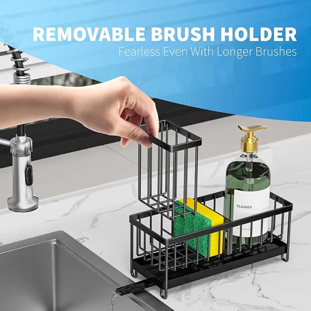 Kitchen Sink Caddy, Stainless Steel Sink Caddy, Dish Brush Holder, Sponge Holder