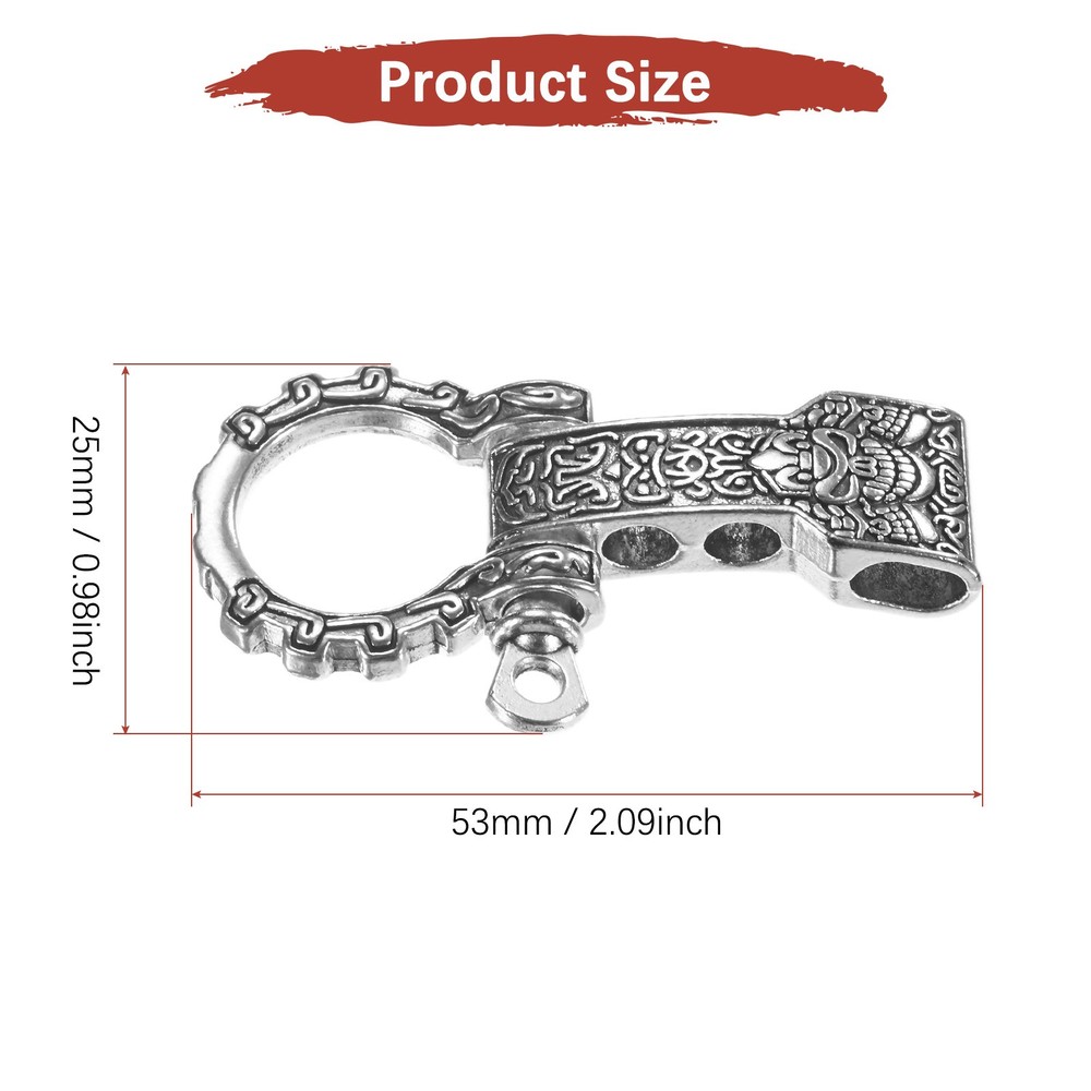 10-Pack Paracord Bracelet Shackle Buckle Pattern [Silver, Flat Head]