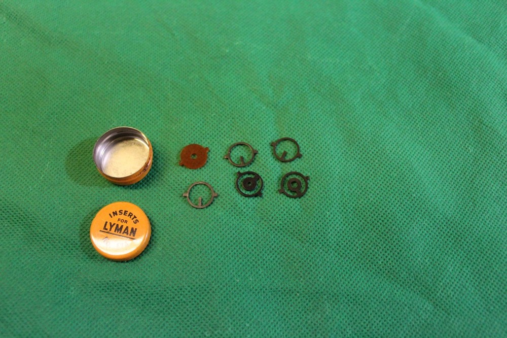 Lyman 17A Front Globe Sight Inserts in original Tin NICE w 6 Inserts