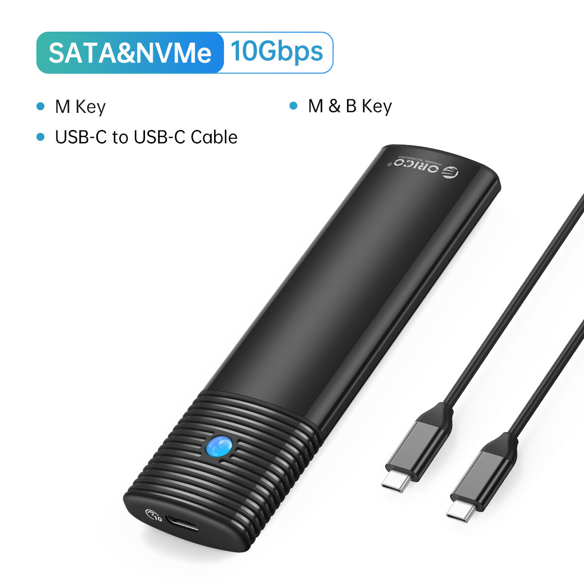 ORICO M.2 NVMe/SATA SSD Enclosure USB 3.2 Gen 2 10Gbps Adapter NVMe 2 in 1 Cable