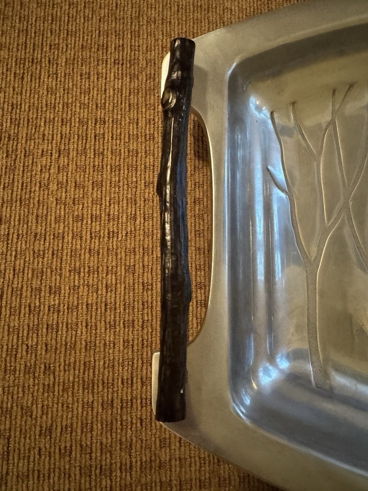 Vintage Lenox Silver Plated Serving Tray Black Tree Pattern Handles 17x11 Inches