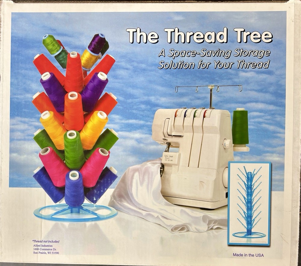 Thread Tree Holds 32 Cones/Spools Sewing Serger Space Saving Storage Portable