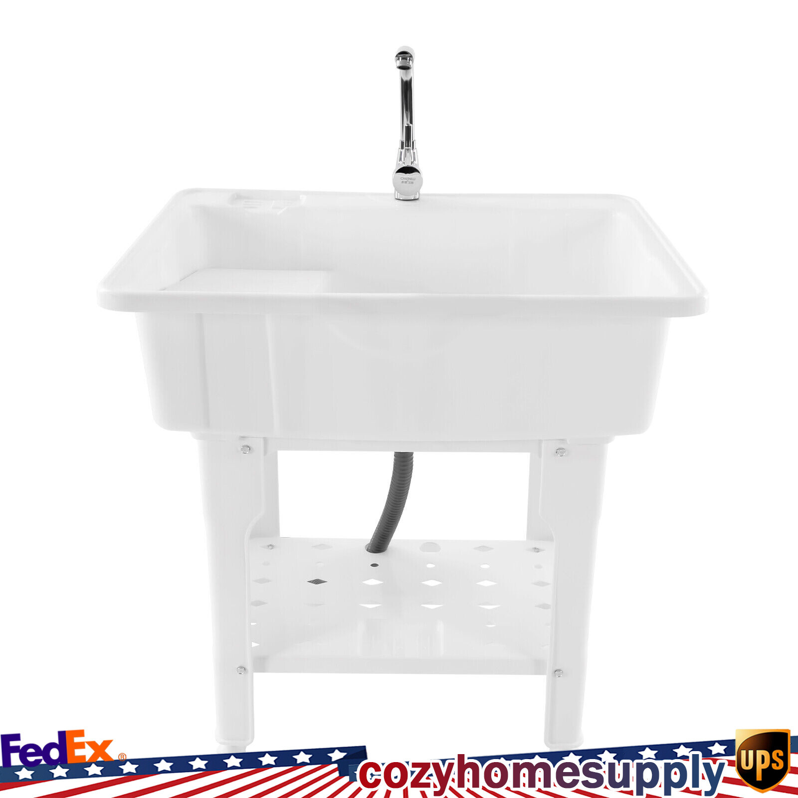 Utility Sink Laundry Tub with Faucet & Basement for Laundry Room Garage or Shop