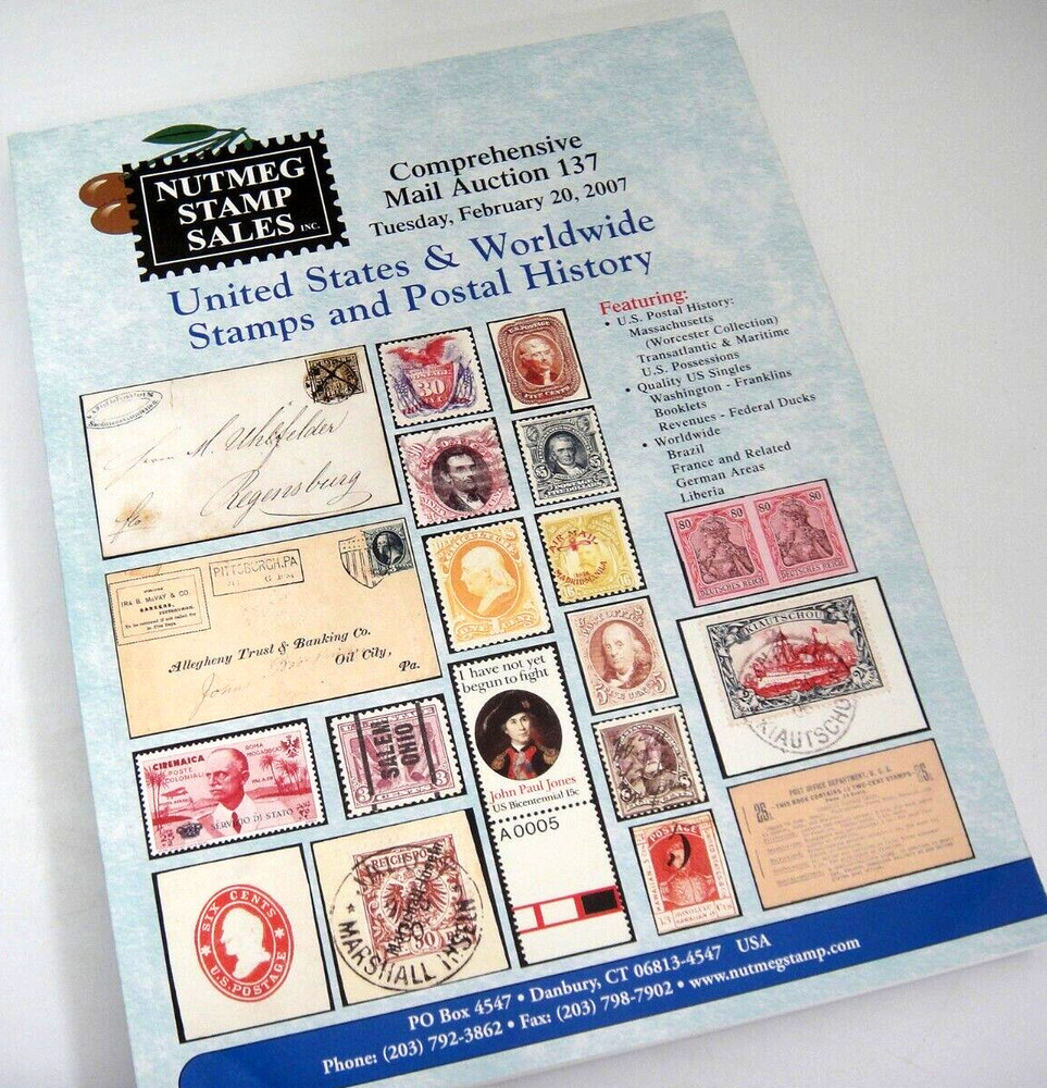 Nutmeg Stamp Auction Catalog 2007 U.S. Postal History Revenues Ducks Worldwide