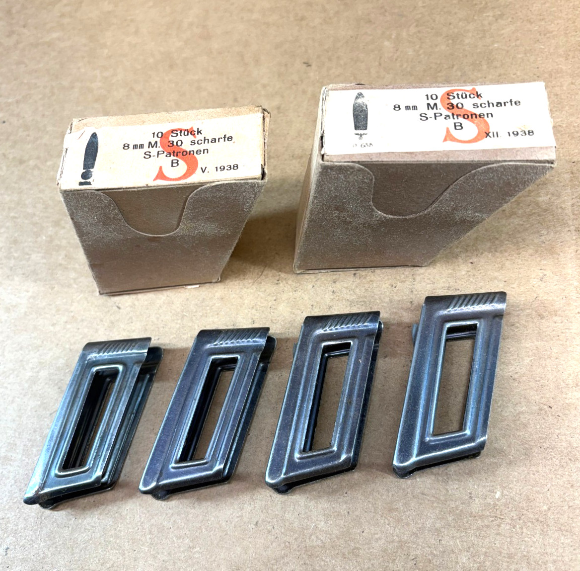 Lot of Steyr Mannlicher M95 (5 Round) Clips Original WW2 Era 8x56r SET of 4