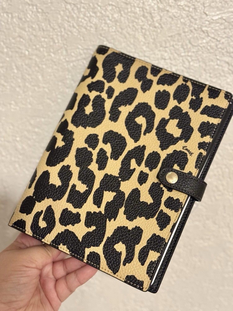 NWT Coach Notebook With Leopard Print In Gold/Leopard Fast Shipping