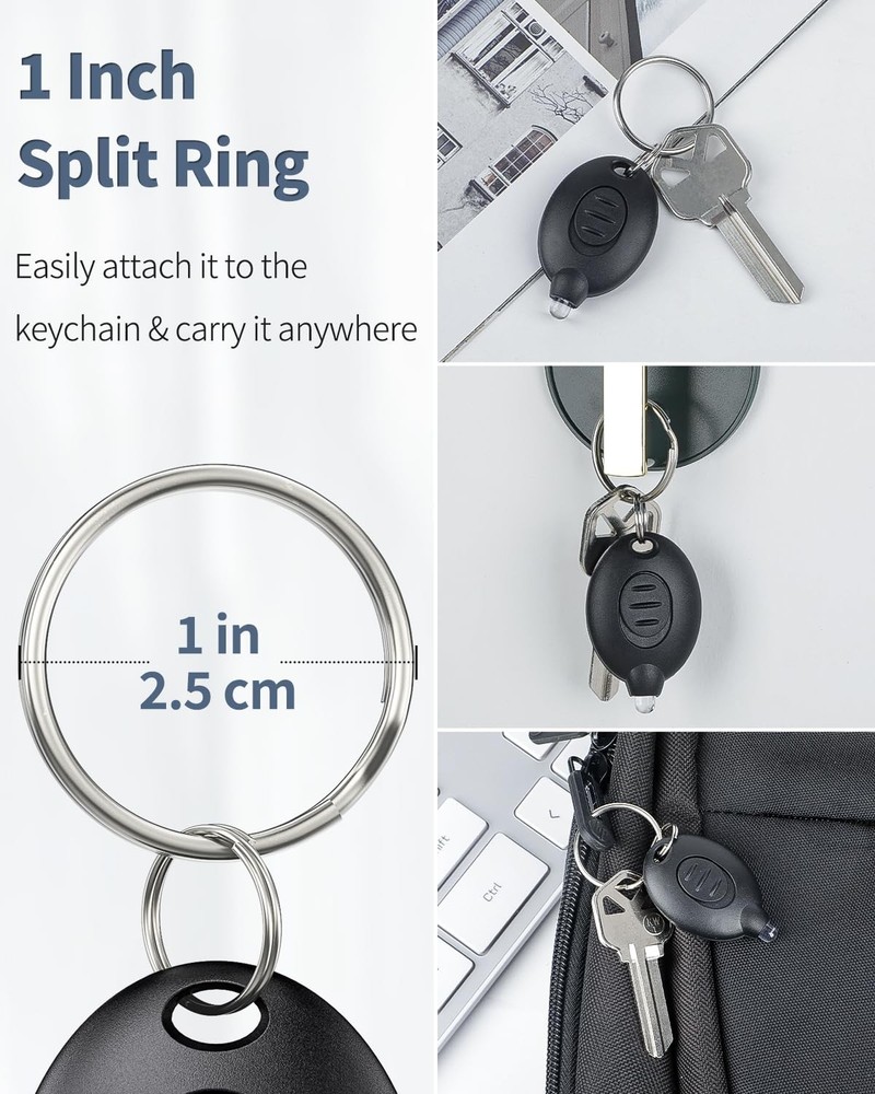 Uniclife 5 Pack LED Keychain Flashlight Mini 5 PCS, Black Shell, White Light