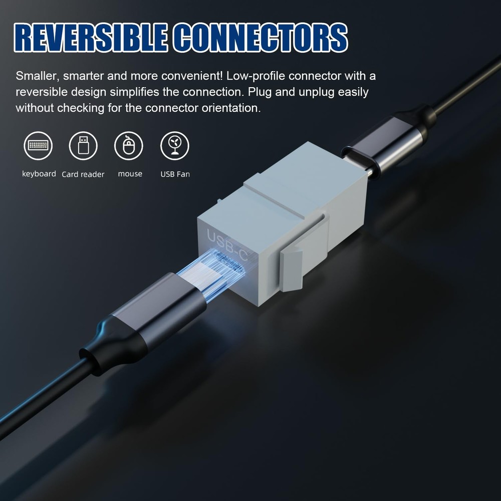 BERLAT USB C Keystone, C Keystone Jack Insert Adapters 3 Pack - White