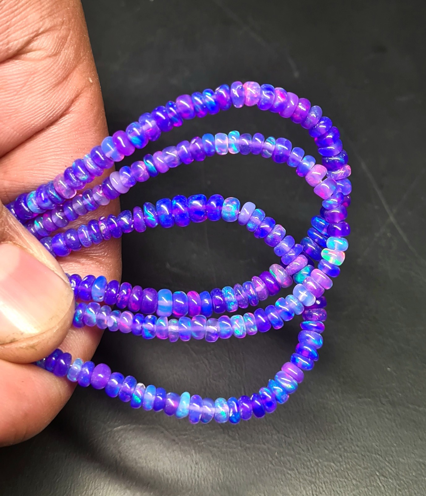 Lilac Ethiopian Opal Rondelle Beads: Handcut Gemstone beads