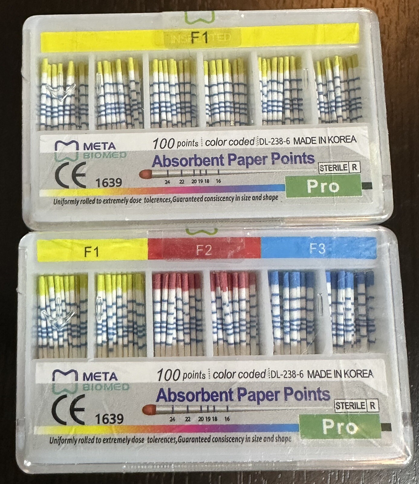 Meta Biomed Dental Gutta Percha F1, F2, F3, F4, F5 Length Marked Box 60/Pk