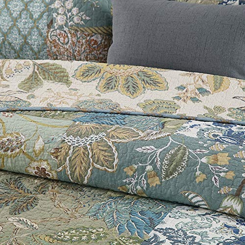 Cotton Patchwork Quilt Set Bedspread Queen Size - Breathable Comforter Floral...