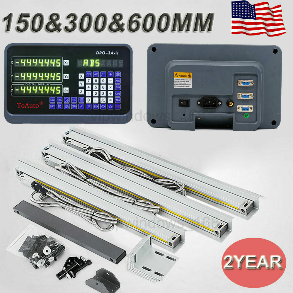 3Axis Digital Readout DRO display 5µm TTL Linear Glass Scale Encoder  6" 12" 24"