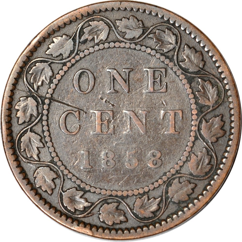 1858 1C Canada One Cent VG(Scratch) K19179