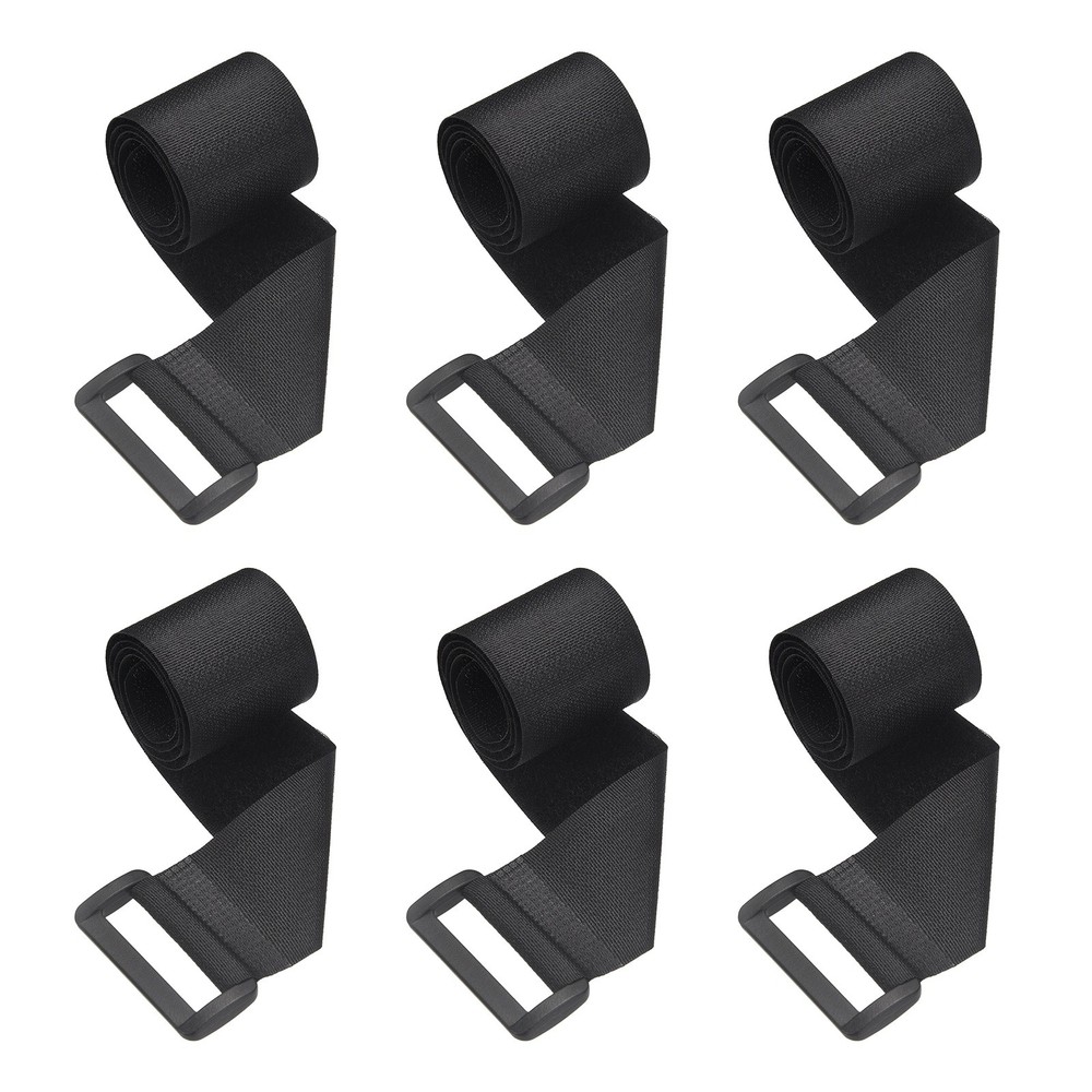 6pcs Reusable Cinch Straps 1.5"x19.7" Hook and Loop Cable Securing Straps, Black