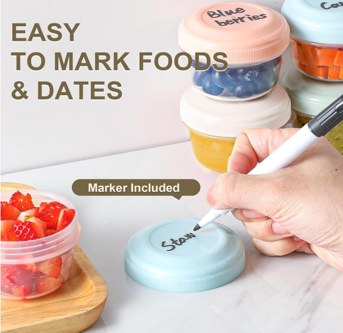 [16 Pack] 4 Oz Small Containers with Lids Reusable Plastic Containers for Snack