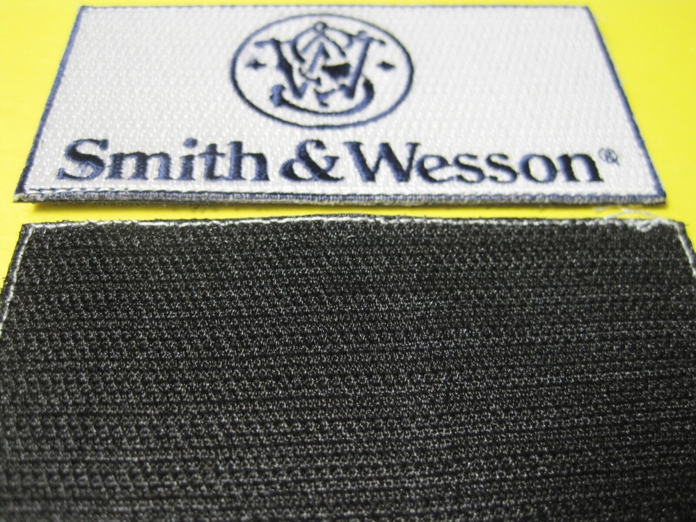 SMITH & WESSON FIREARMS VEST PATCH WITH HOOK BACK! 2 X 4 INCH GUN PATCH LOOK