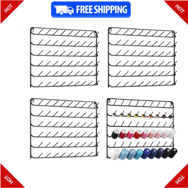 Wall-Mounted Thread Holder for 54 Spools - Metal Organizer (4 Pack)