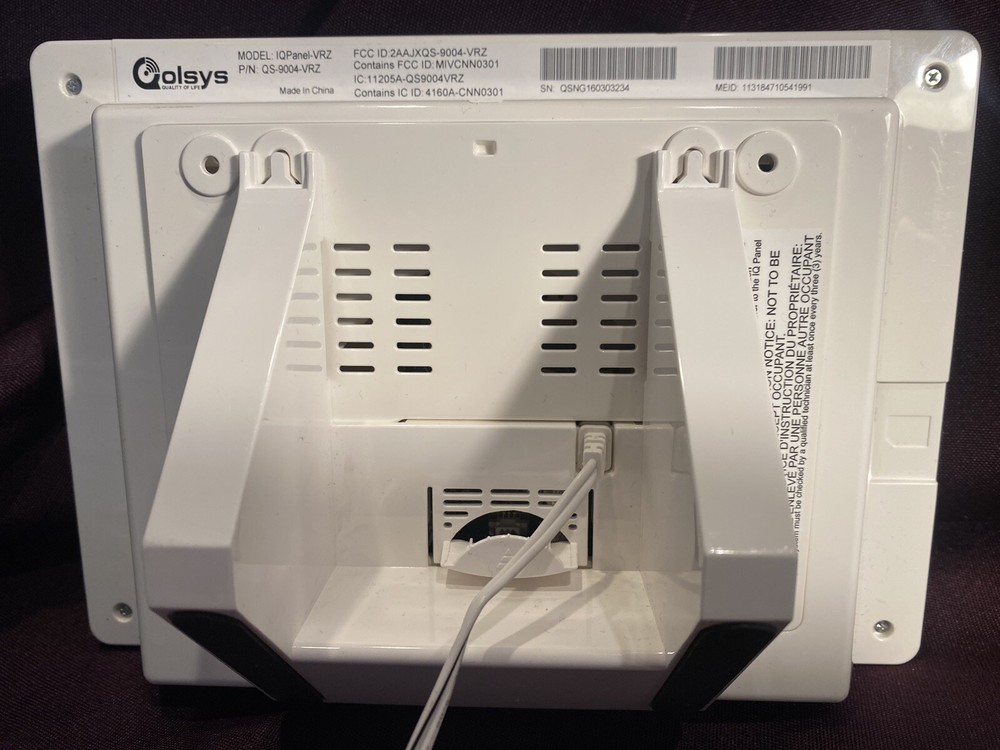 Qolsys IQ Panel-VRZ White Bluetooth 7" Touchscreen Image Sensor Control Panel