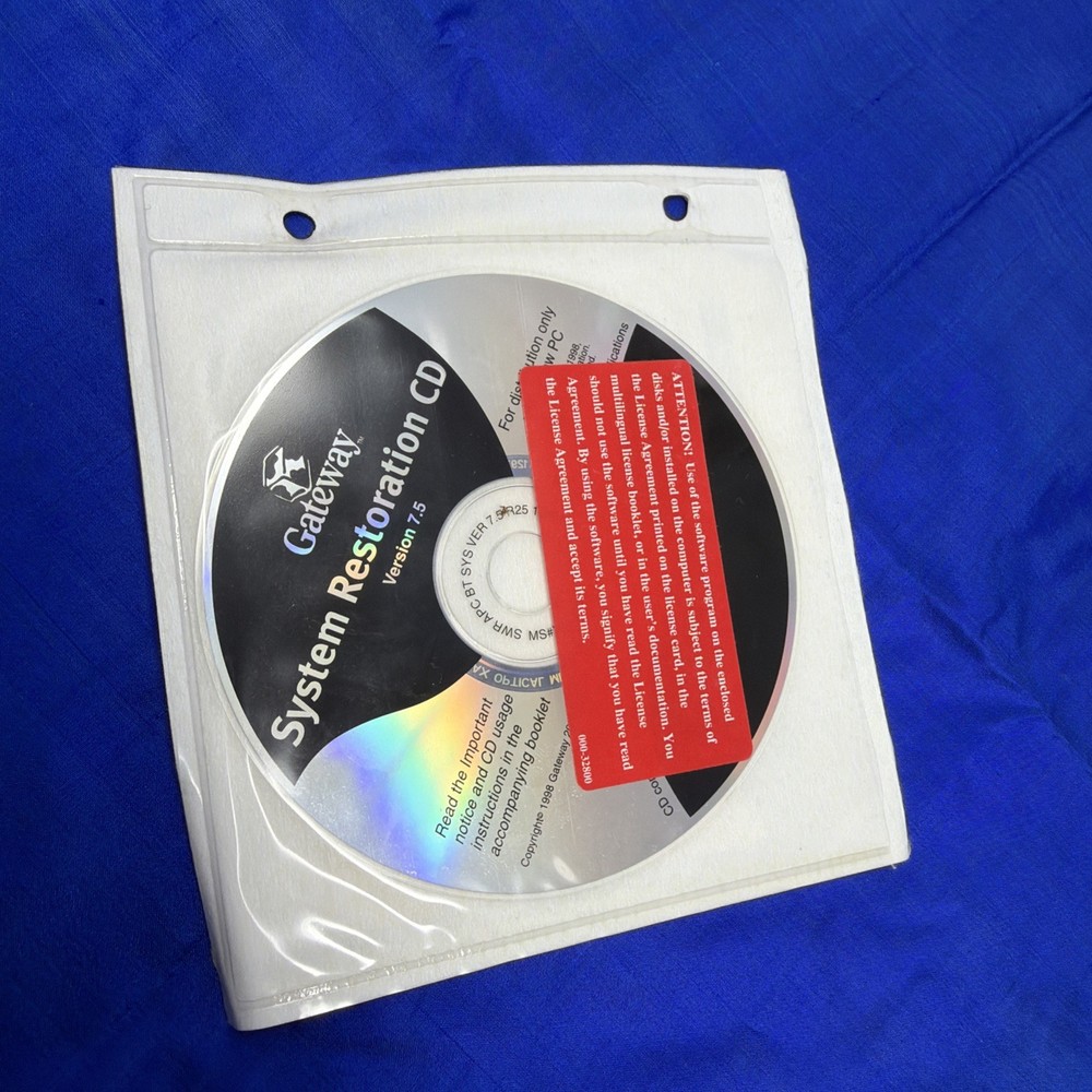 Vintage Gateway System Restoration CD Version 7.5 PC Software Disc