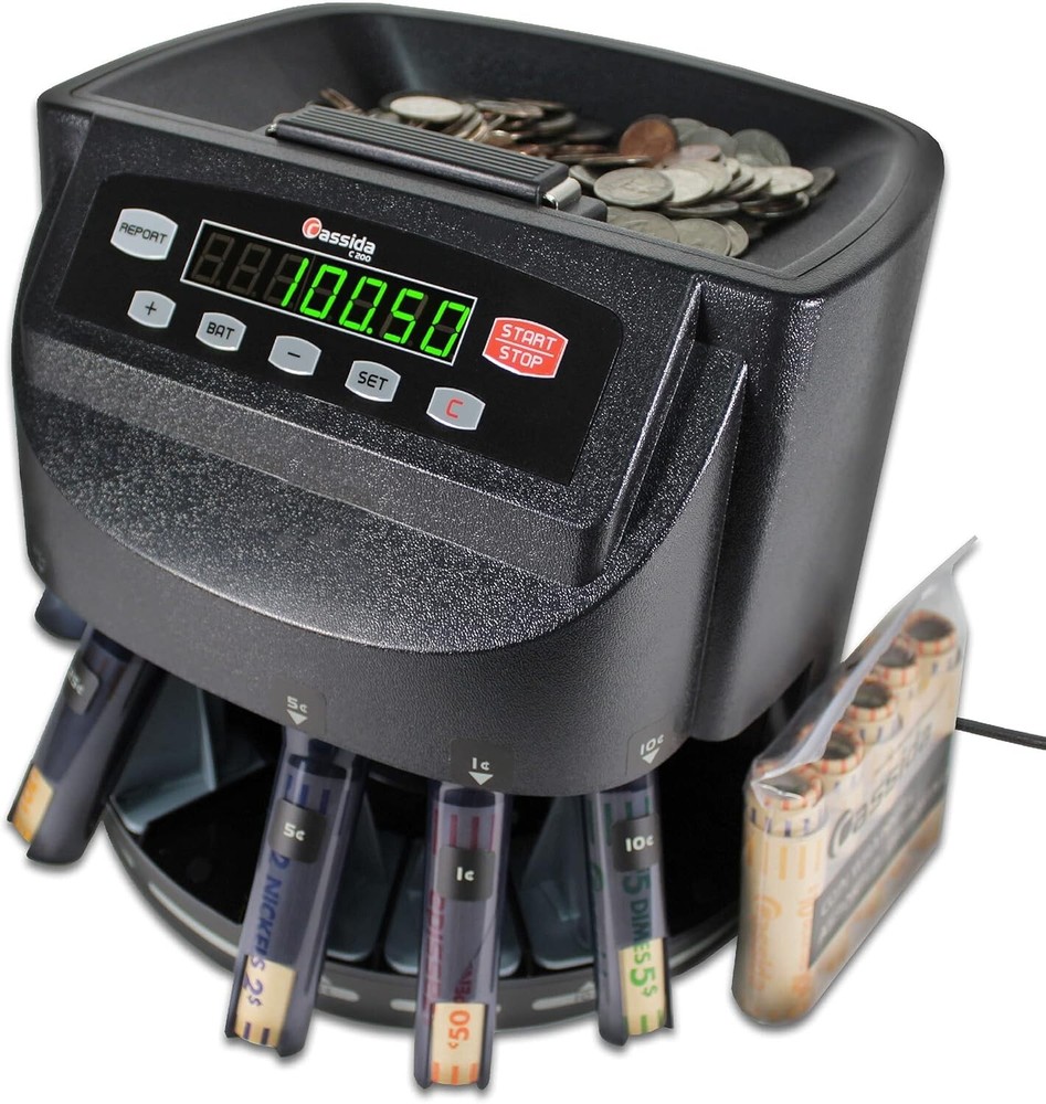 Compact Coin Sorting Machine with Automatic Wrappers - Ideal for Home & Business