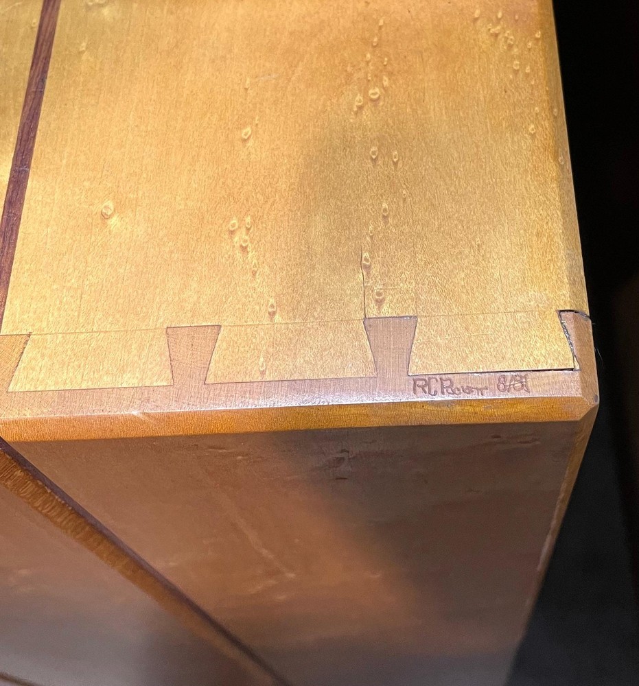 Solid Birds Eye Curly Maple All Dovetailed Artists Signed Sideboard Server MINT!