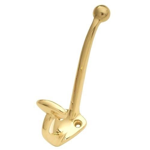 Ball-End Coat & Hat Hall-Tree Hook SOLID BRASS Round Tip, Polished Brass #P27330