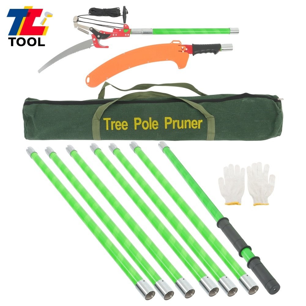 27 Feet Tree Pole Pruner Manual Branches Trimmer Tree Branch Green With Scissors