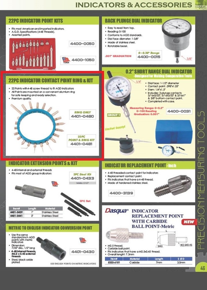 22 PIECE INDICATOR POINT SET WITH RING (4401-0481)