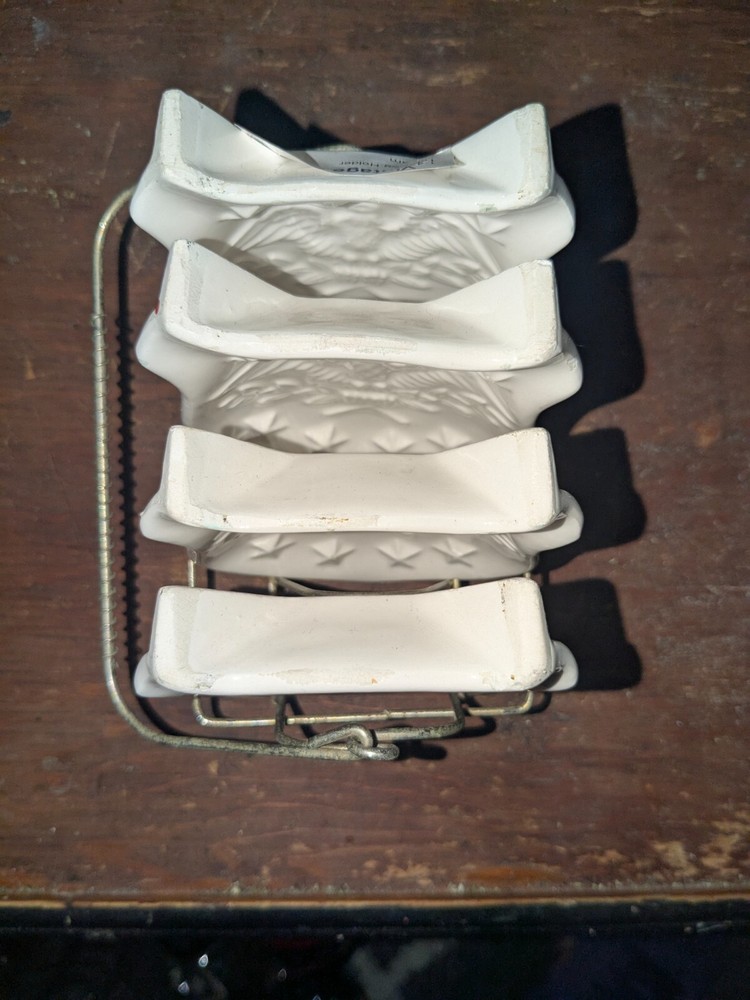 vintage tea bag holder set eagle and shield