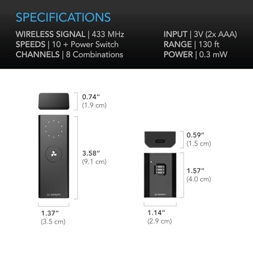 Controller 63, Wireless Remote Controller with 10 Fan Speed Programming,