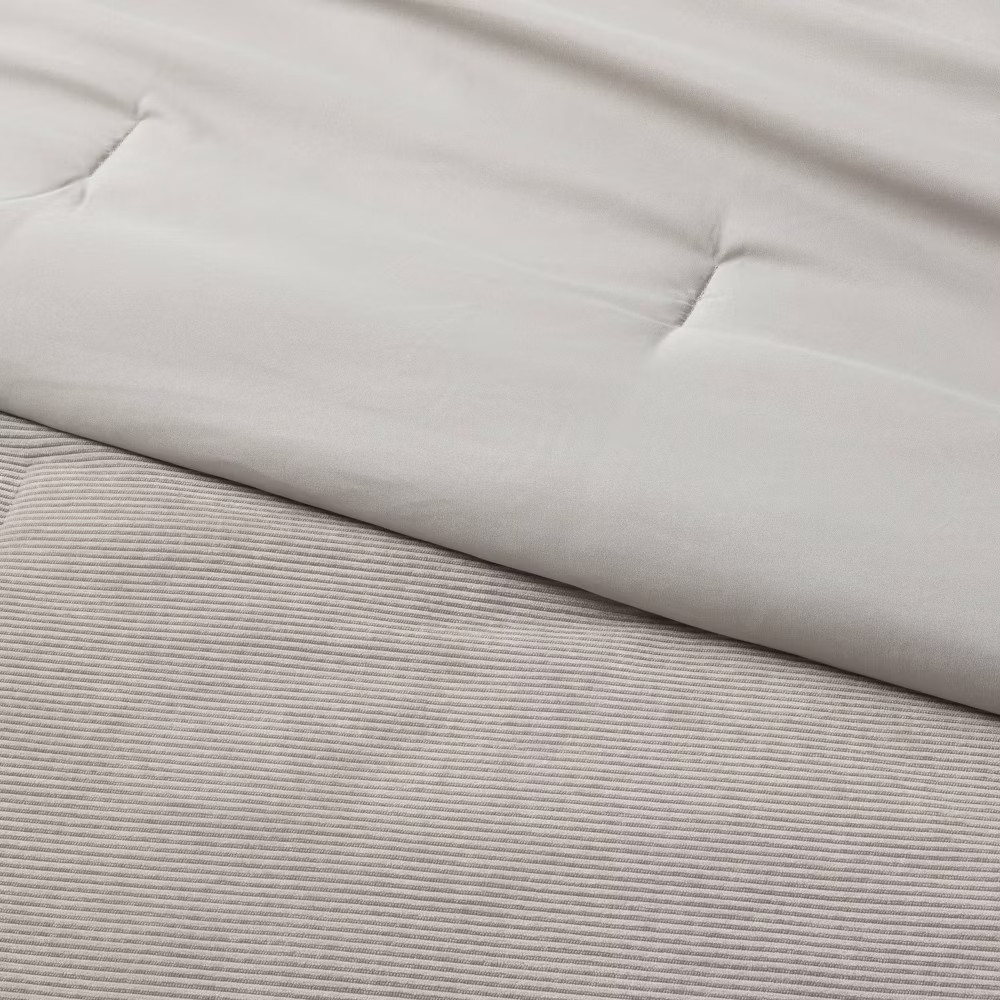 King Corduroy Plush Comforter Light Gray - Room Essentials