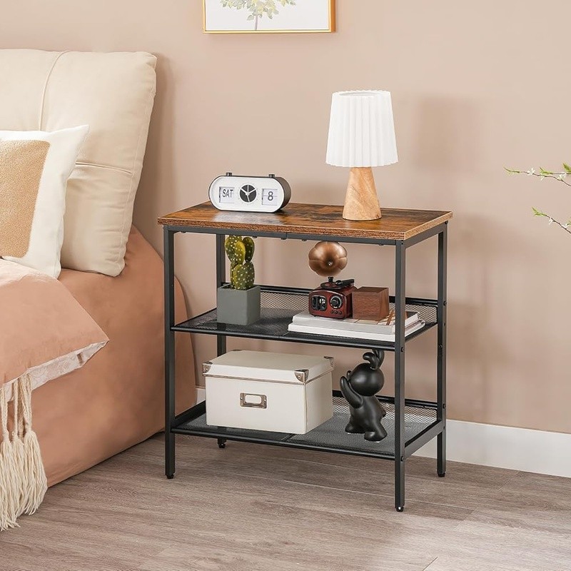 Stylish End Table Adjustable Mesh Shelf Multifunctional Side Table Small Spaces