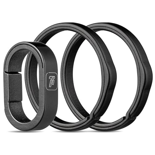 Key Ring, Titanium Side Pushing Key Rings Keychain Rings Small Split Black