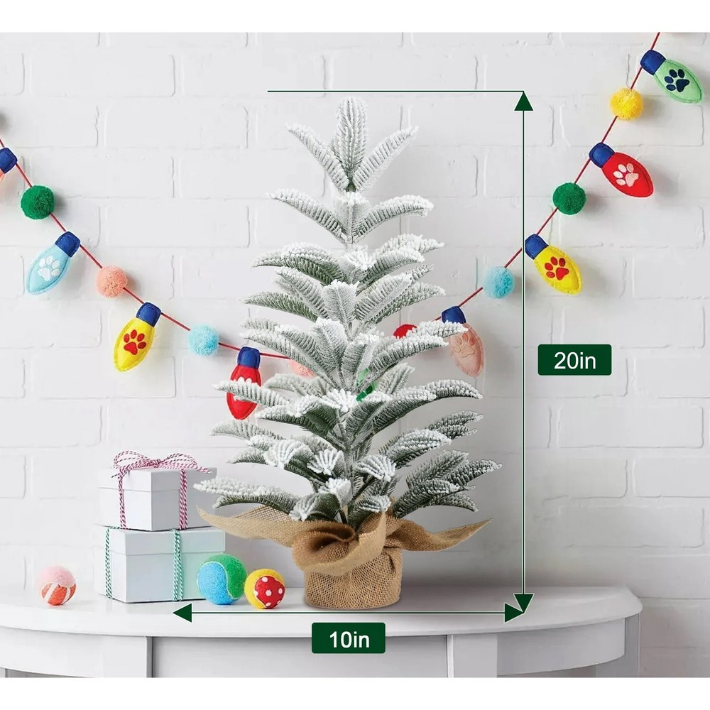 2 ft Flocked Tabletop Artificial Christmas Tree Mini Small Xmas Tree Burlap Base