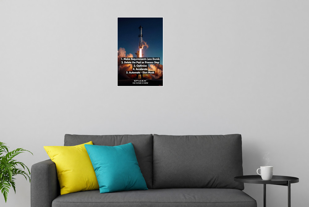 Elon Musk Engineering Principles Rocket Launch 12x18 Poster