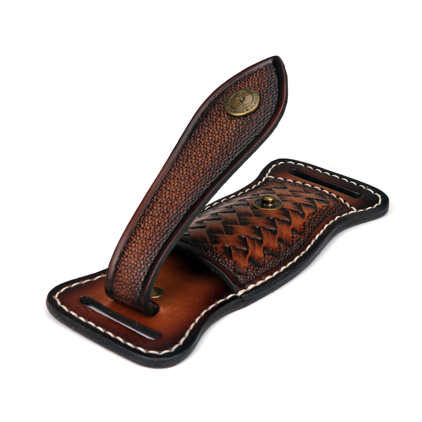 TOURBON Leather Folding Blade Knife Sheath Belt EDC Knives Cover Case Horizontal