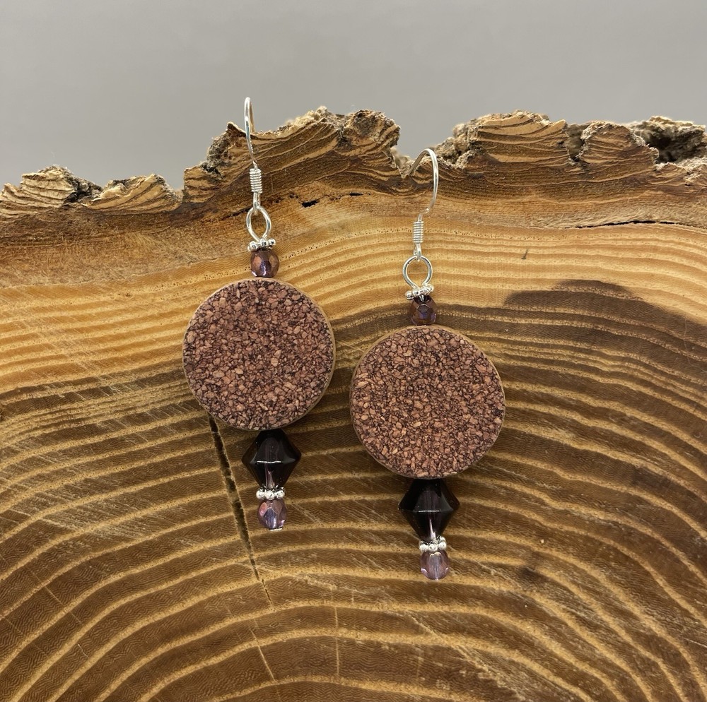 Upcycled Wine Cork Earrings-Handmade