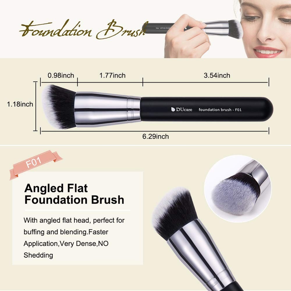 DUcare Makeup Kabuki Brushes + Blender Sponge Black