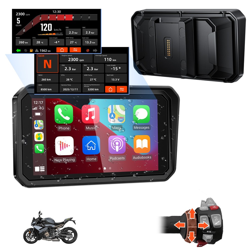 for BMW Motorcycles, 16-Pin Interface, Plug-and-Play with CarPlay & Android Auto