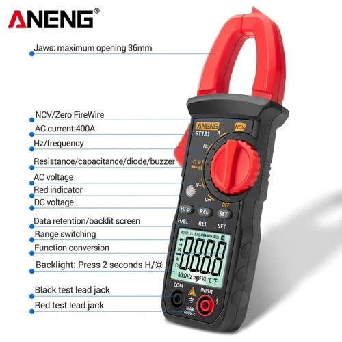 Digital Multimeter Tester AC DC Volt Ohm Amp Clamp Meter Auto Range LCD Handheld