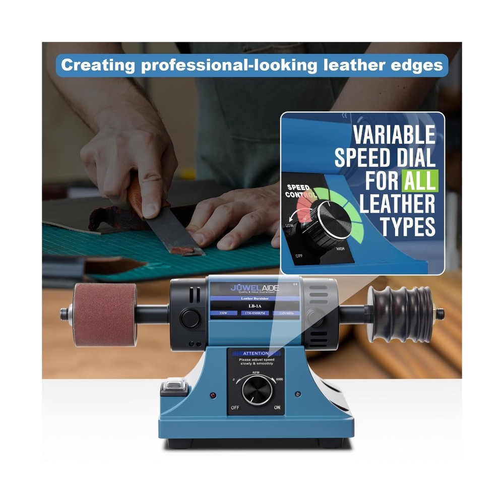 Leather Burnishing Machine | Variable Speed Leathercraft Bench Grinder, Polis...