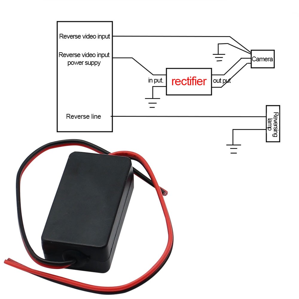 Auto Car Rear View Backup Camera 12V DC Power Relay Capacitor Filter Rectifier