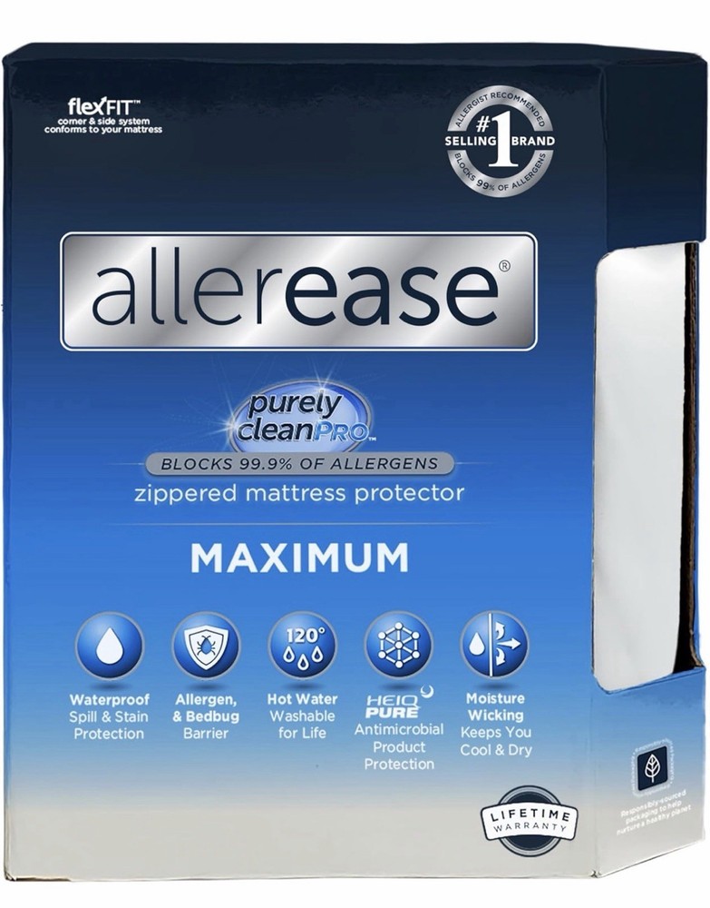 AllerEase Maximum Mattress Protector, FULL  Size Polyester Zippered Waterproof