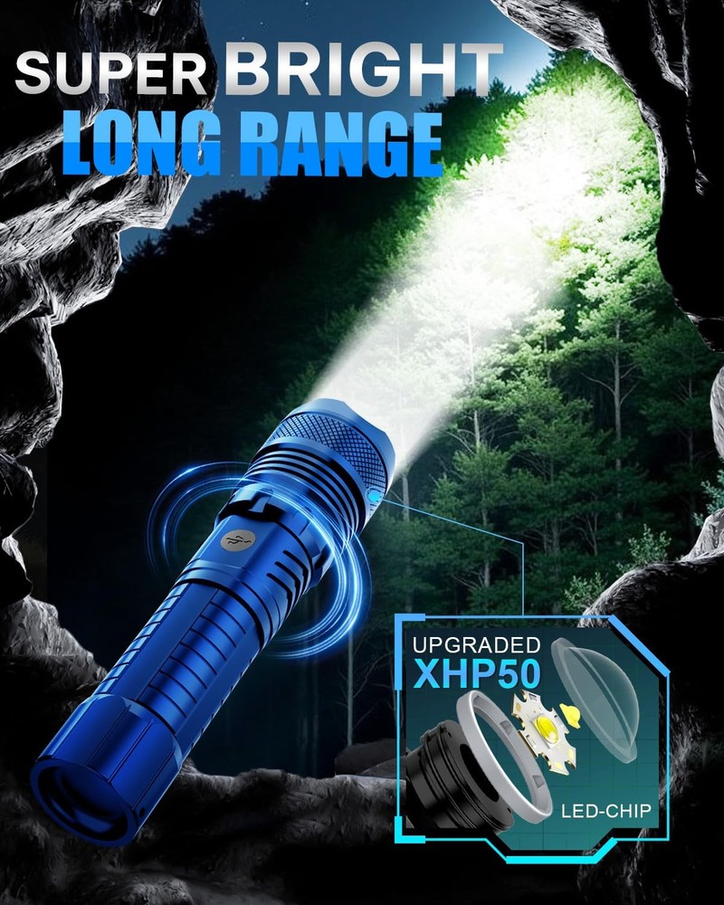 Victoper Blue LED Flashlights, High Powered Lumens 1 PACK, P50
