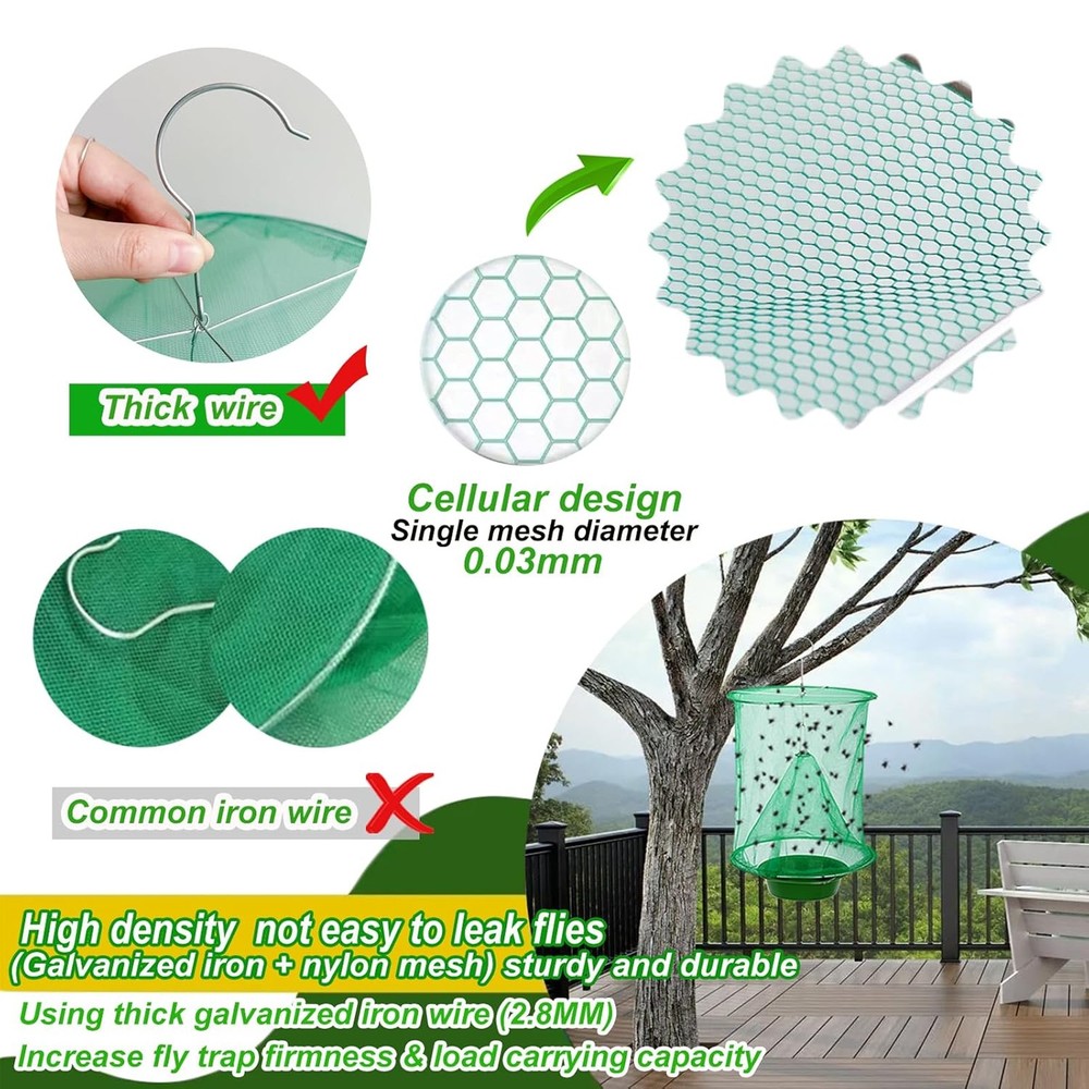 4Pack The Ranch Fly Trap Hanging Fly Catcher Killer Cage Net Trap Pest Bug Catch