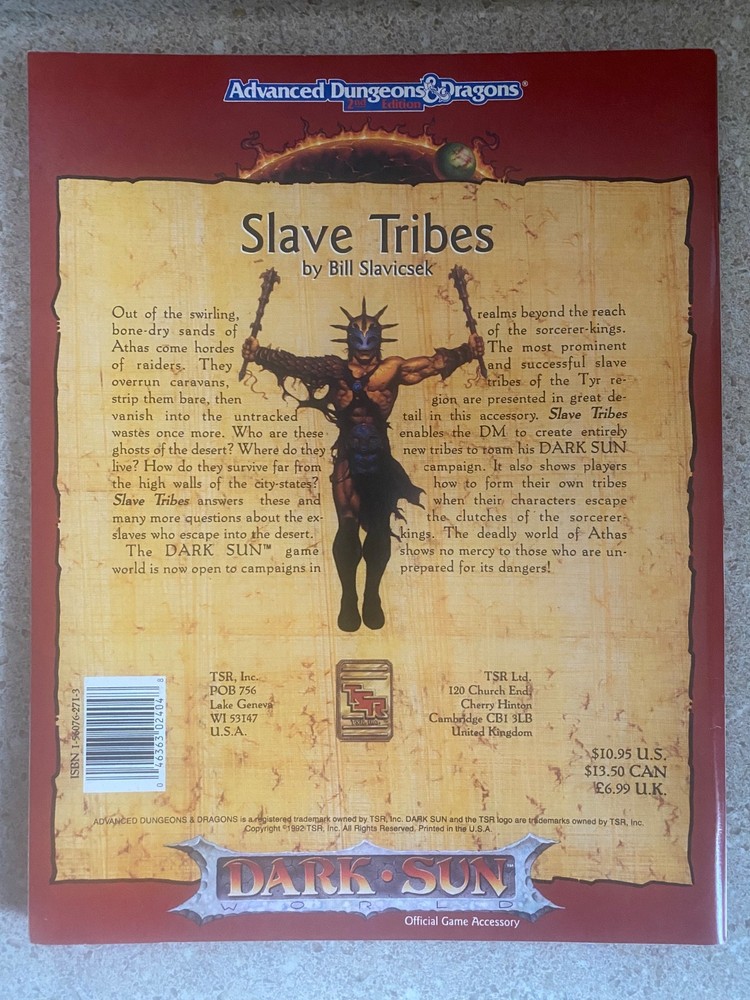 AD&D 2nd edition Dark Sun Slave Tribes excellent condition