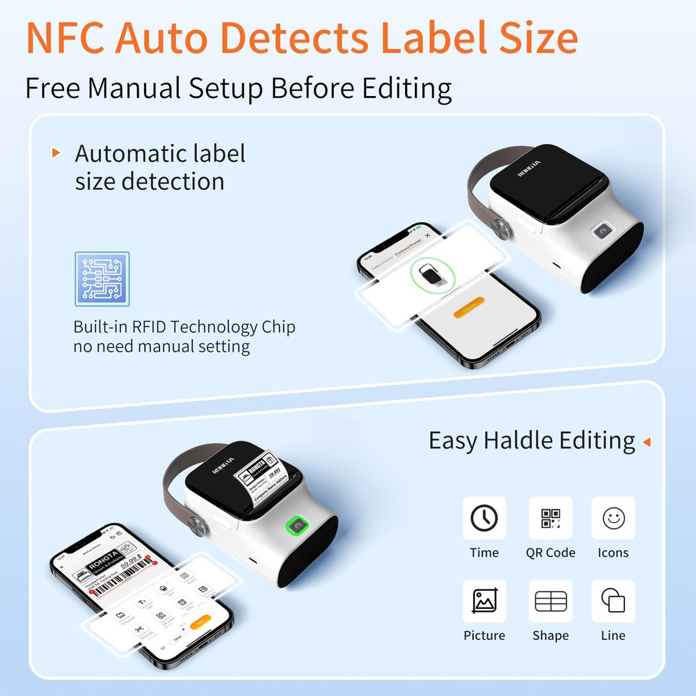 Bluetooth Label Maker Machine with Tape, Thermal Label Printer for Office, Small